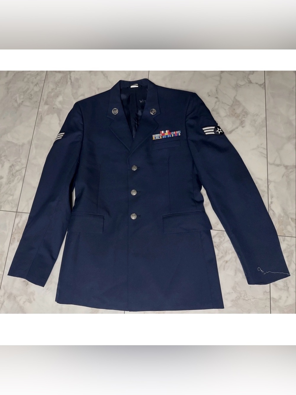 Air Force Blue Service Dress Uniform Class A Top Men's 41 XL Enlisted Rankings